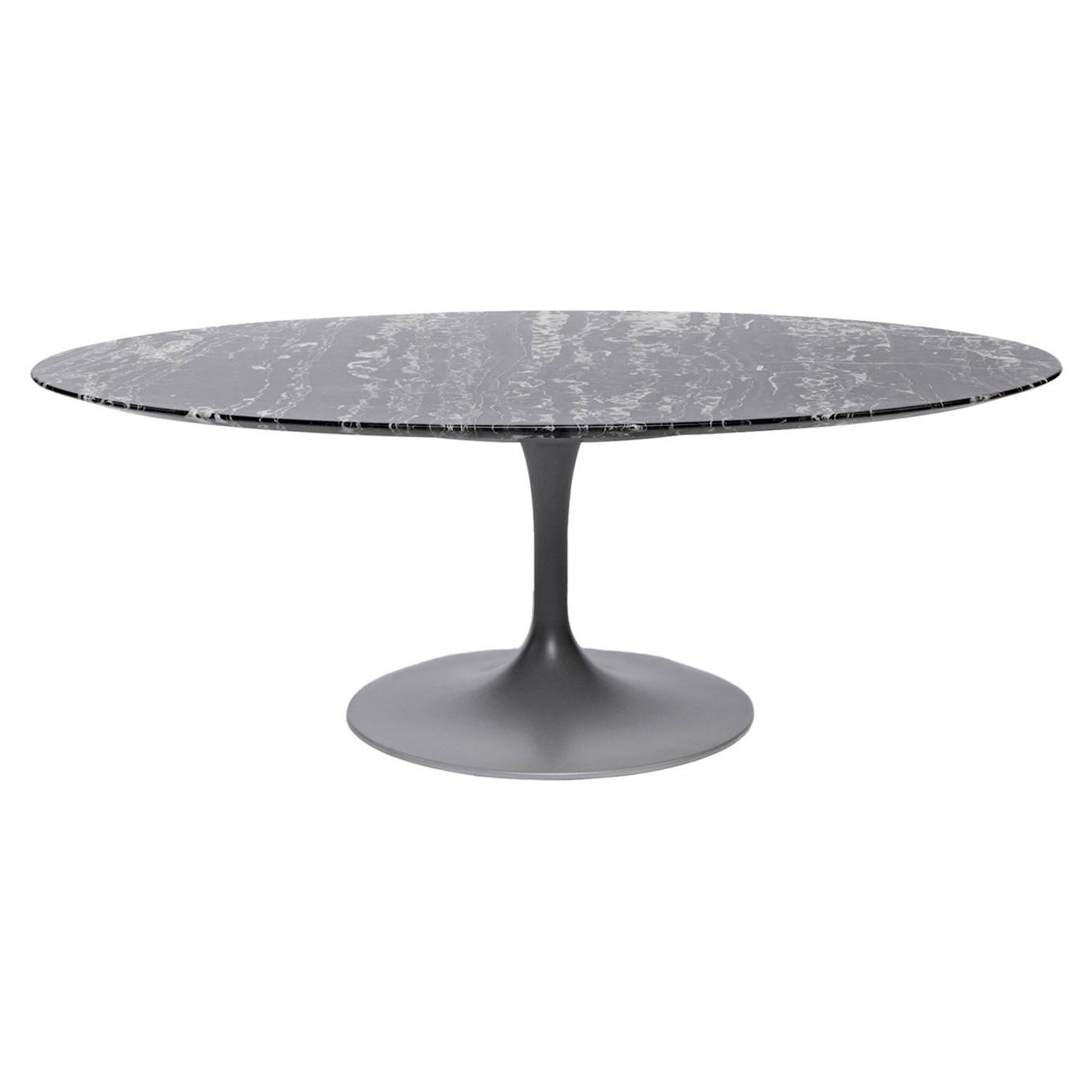 Oval Black Marble Top Coffee Table, Knoll