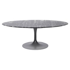 Oval Black Marble Top Coffee Table, Knoll