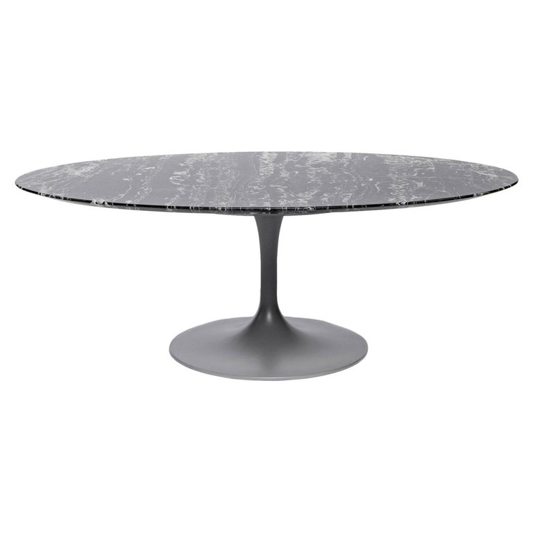 Oval Black Marble Top Coffee Table, White Serena Italian Carrara Marble Coffee Table