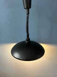 Oval Black Mid Century Metal Mid Century Pendant Lamp, 1970s