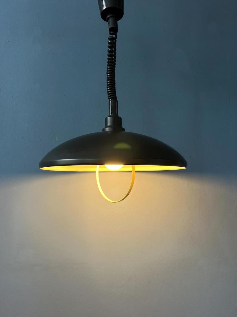 XX secolo Lampada a sospensione ovale nera di metà secolo in metallo, anni '70 in vendita