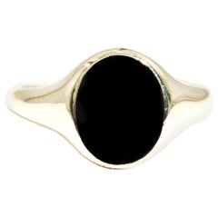Oval Black Onyx 9 Carat Yellow Gold Mens Vintage Signet Ring
