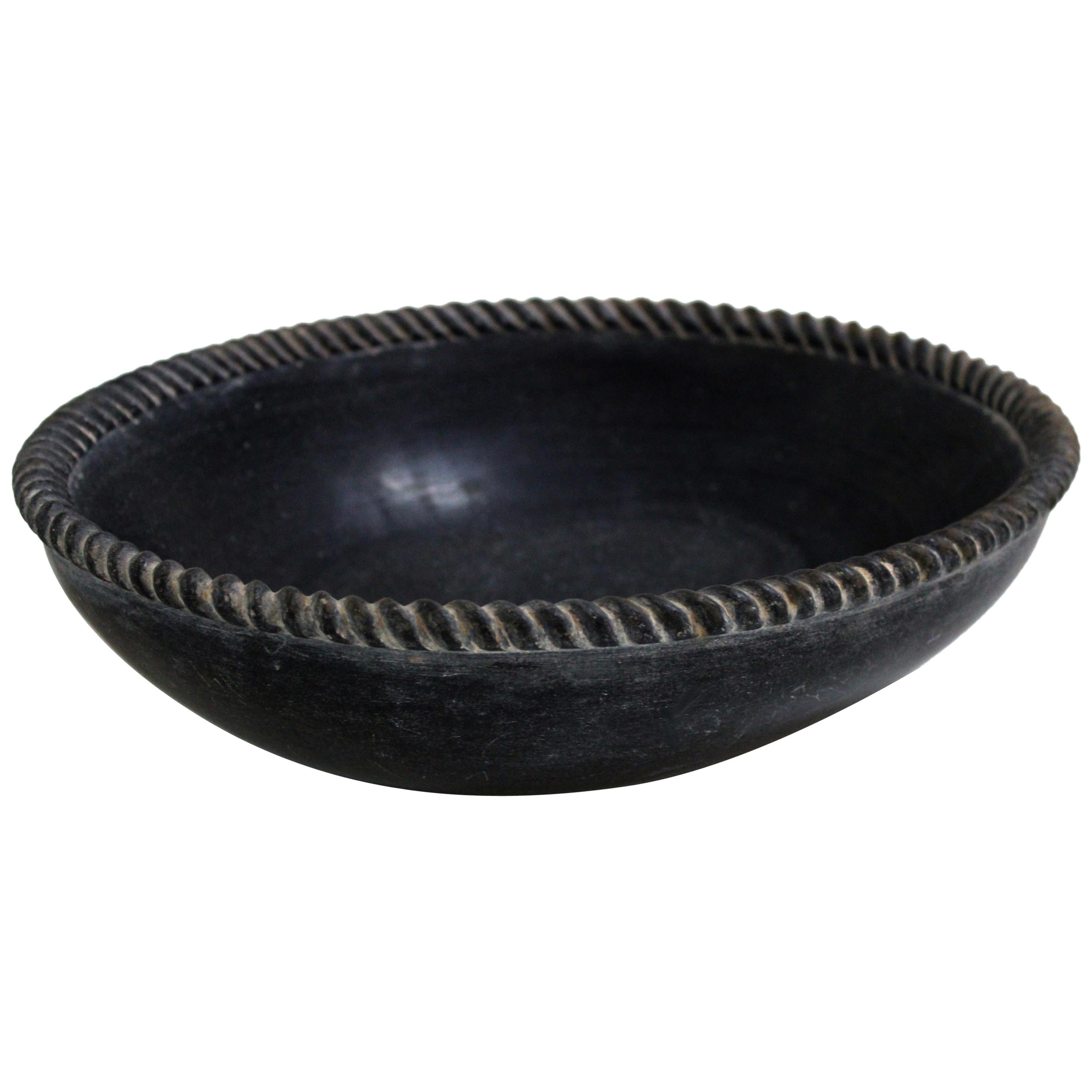 Oval Rope Bowl in Black Marble Handcrafted in India by Stephanie Odegard