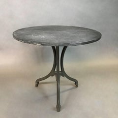 Oval Black Slate and Cast Iron Pedestal Café Bistro Dining Table