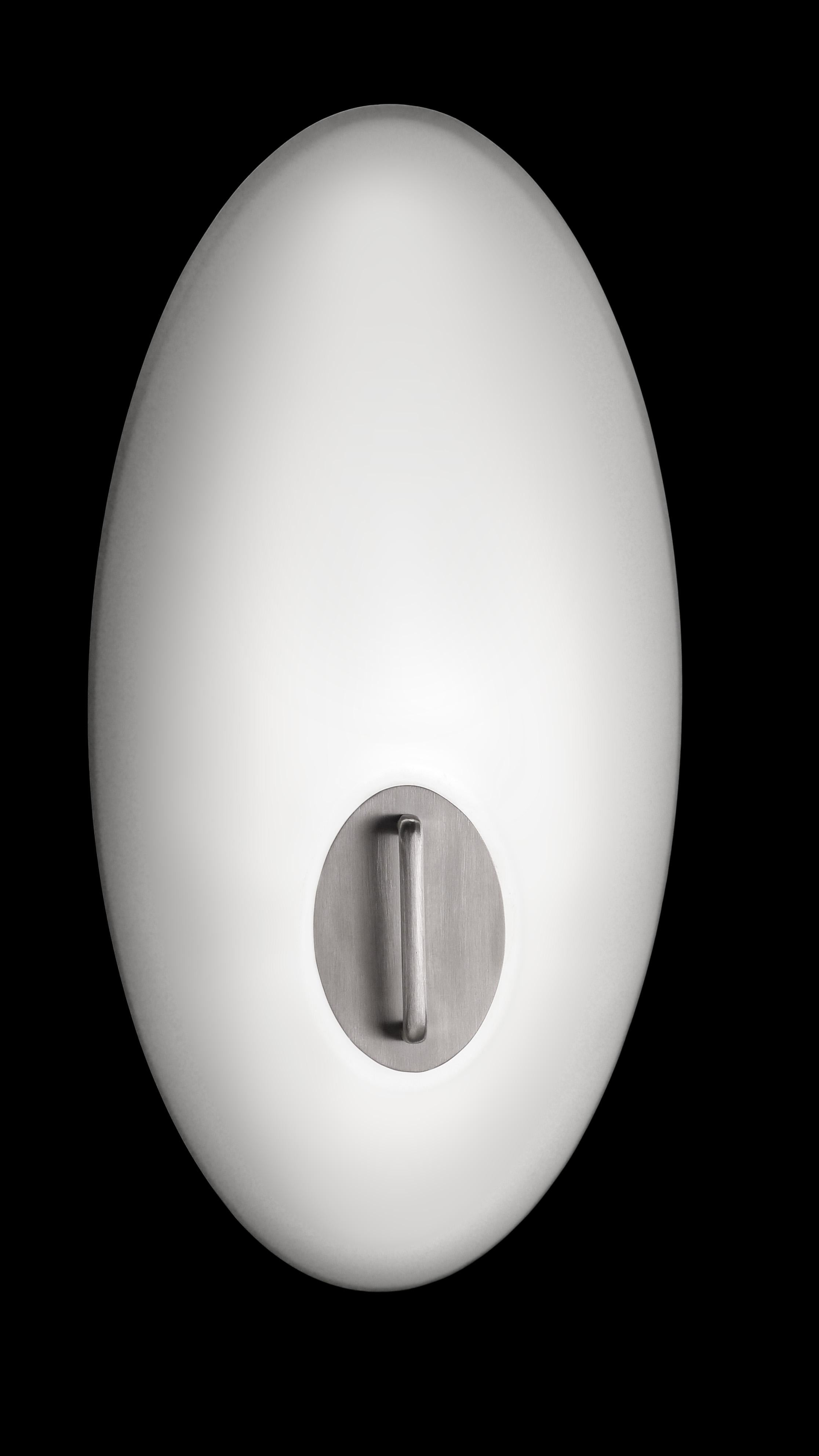 Streamlined Moderne Oval Blown White Glass Wall Sconce with Aluminum, Streamline Moderne Style For Sale