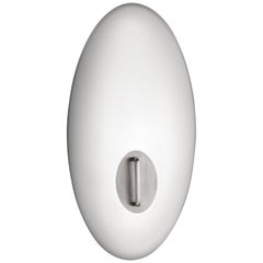 Oval Blown White Glass Wall Sconce with Aluminum, Streamline Moderne Style