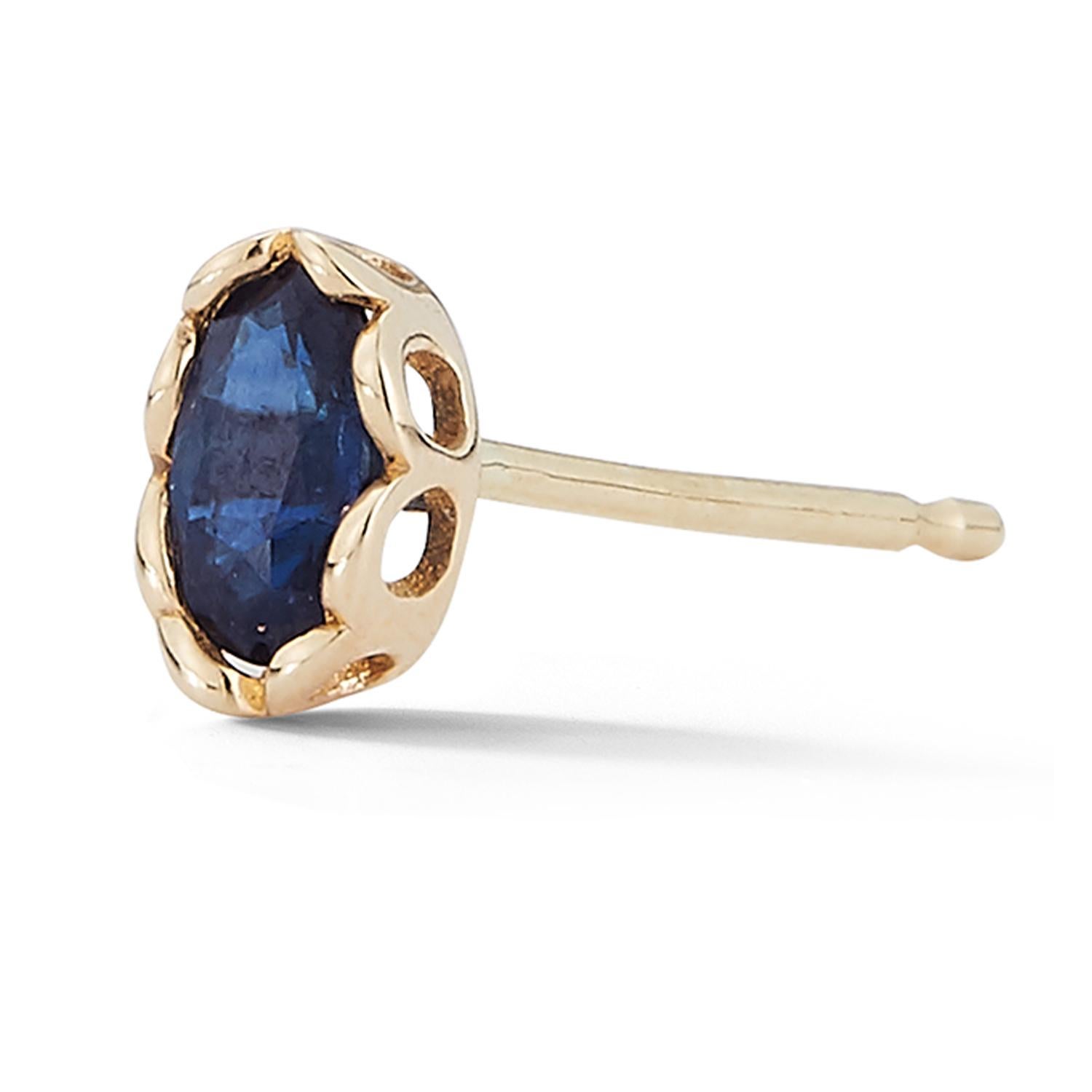 Clous d'oreilles en or 14 carats avec saphir bleu ovale Hi June Parker  Neuf - En vente à New York, NY