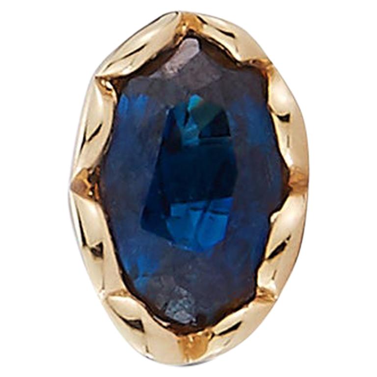 Hi June Parker 14 Karat Gold Single Stud Earring Oval Blue Sapphire  For Sale