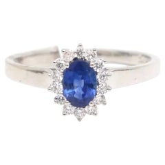 Oval Blue Sapphire 14K (18K Custom) Diamond Cluster Ring