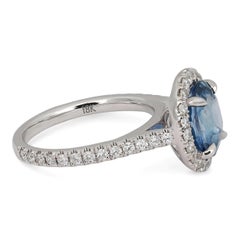 Ovaler blauer Saphir 3,22 ct & Diamant 0,70 ct Verlobungsring 18K Weißgold