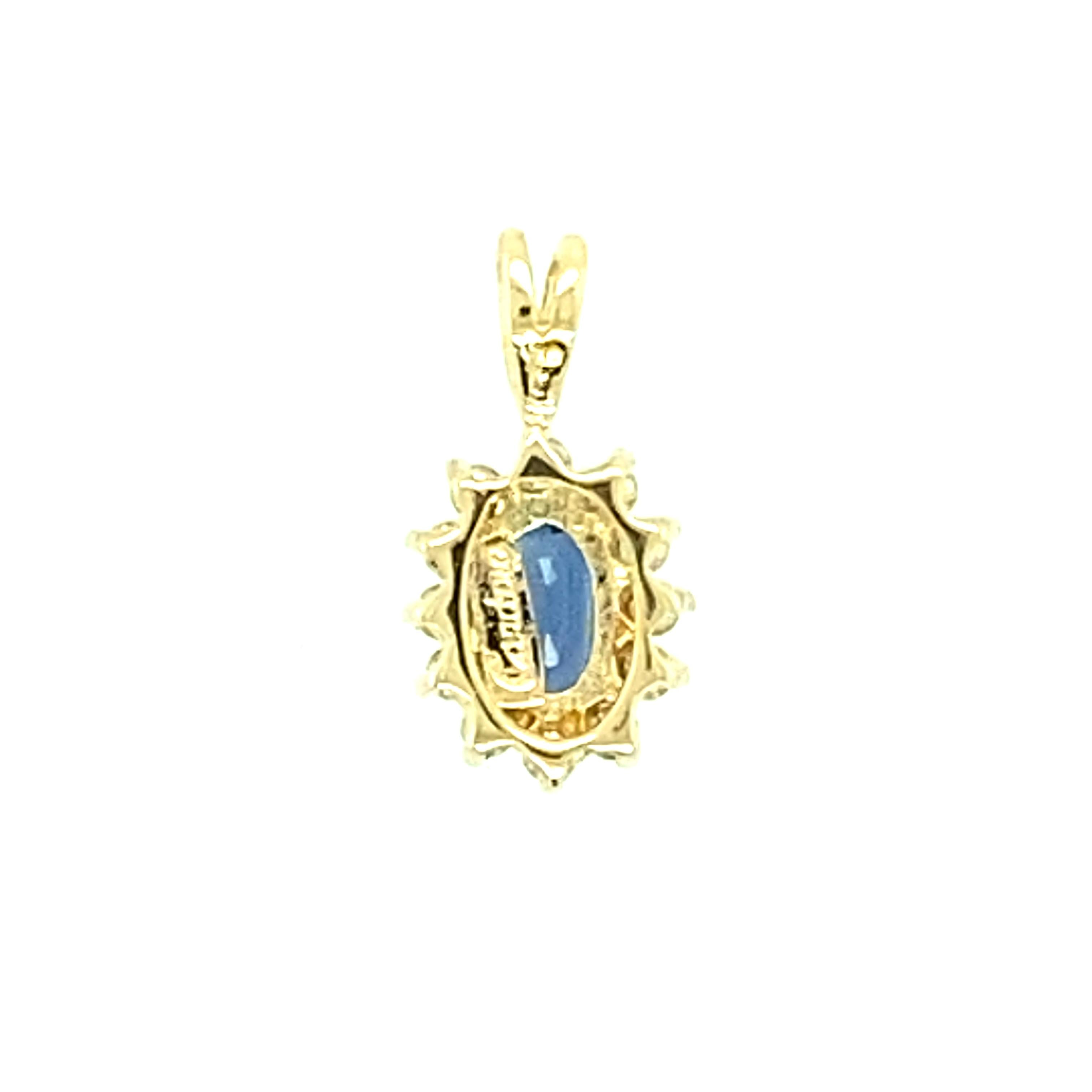 Contemporary Oval Blue Sapphire and Diamond Pendant