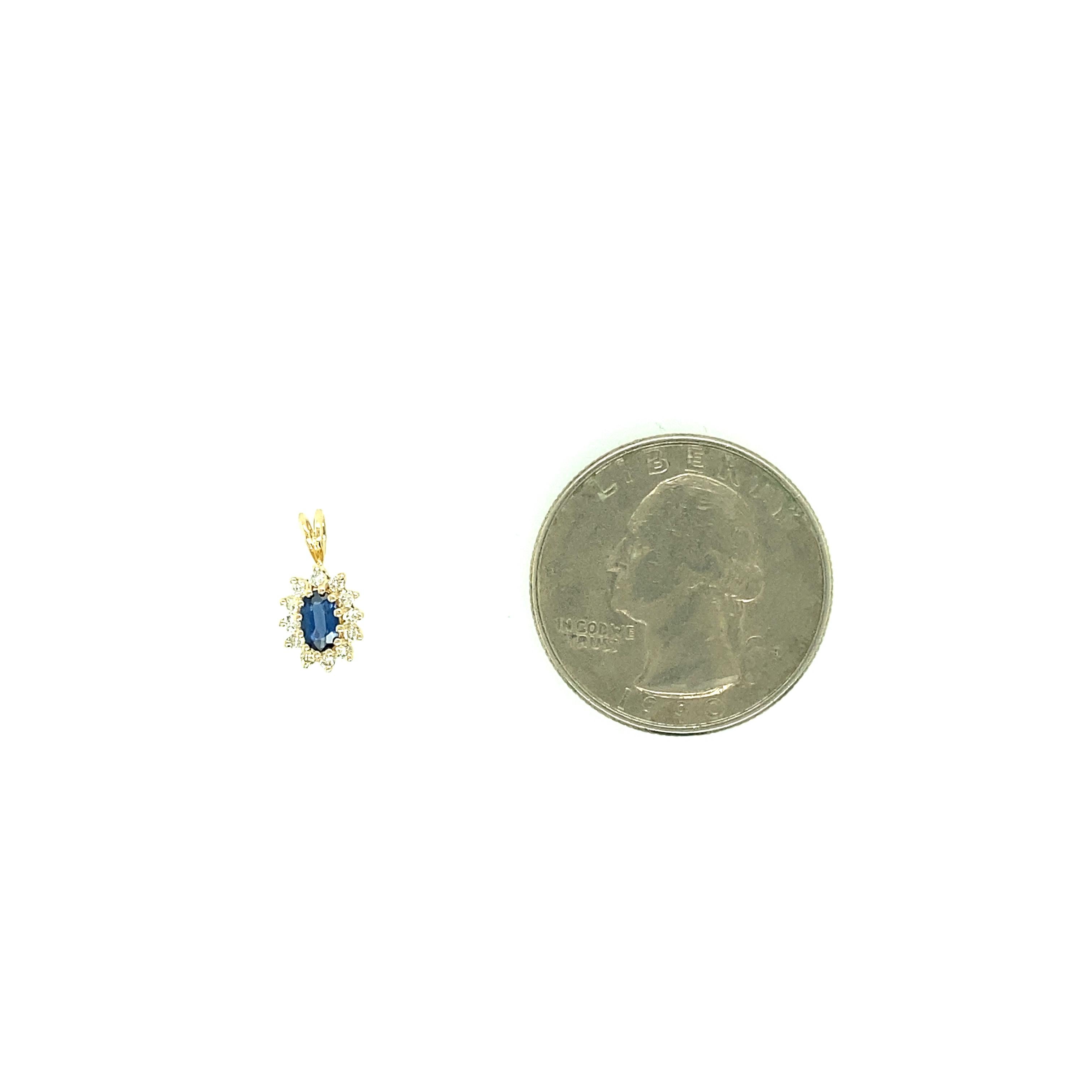Oval Cut Oval Blue Sapphire and Diamond Pendant