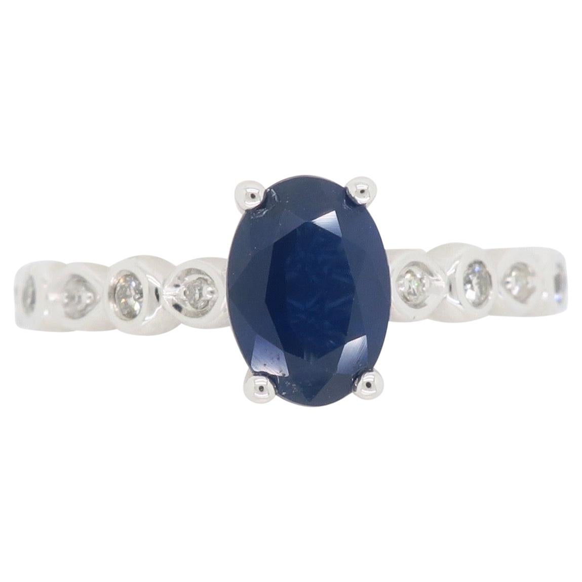 Oval Blue Sapphire and Diamond Ring