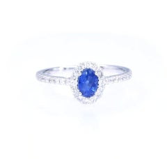 Oval Blue Sapphire Classic Halo Engagement Ring