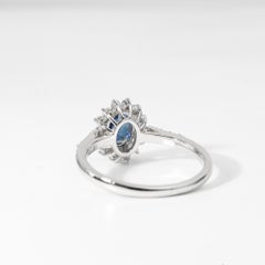1ct Natural Oval-Cut Blue Sapphire & Diamond Halo Engagement Ring in 18K Gold