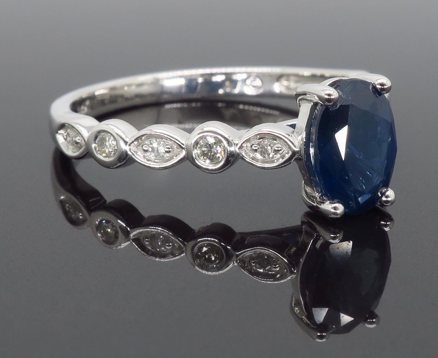 Oval Blue Sapphire and Diamond Ring 6