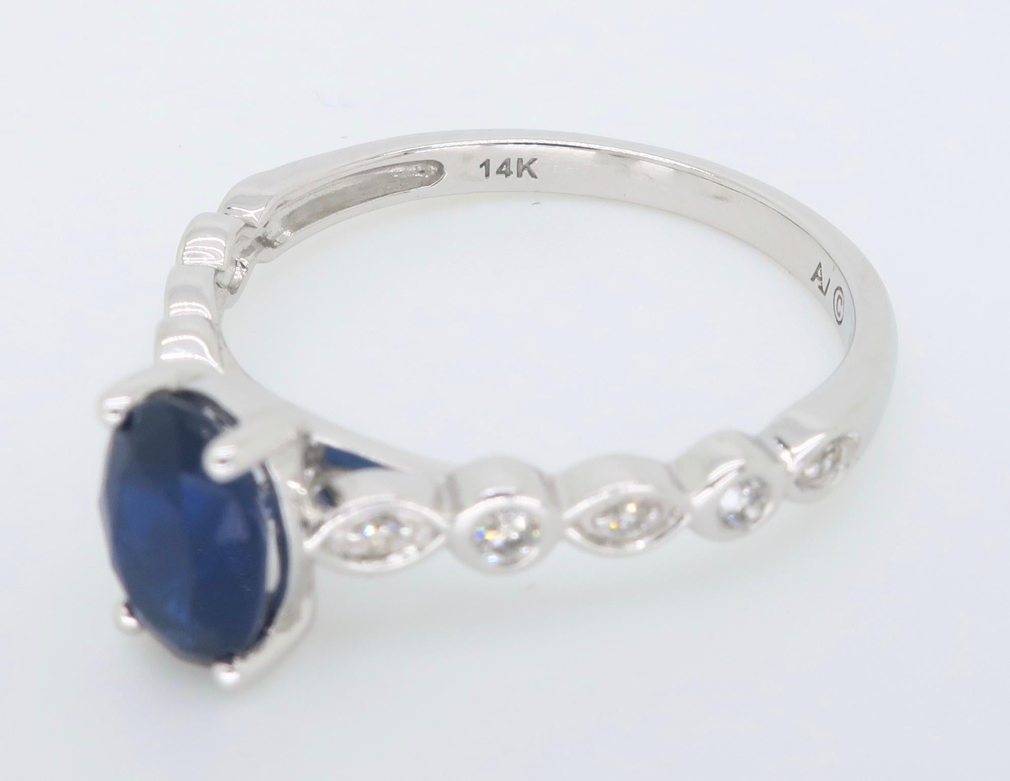 Oval Cut Oval Blue Sapphire and Diamond Ring