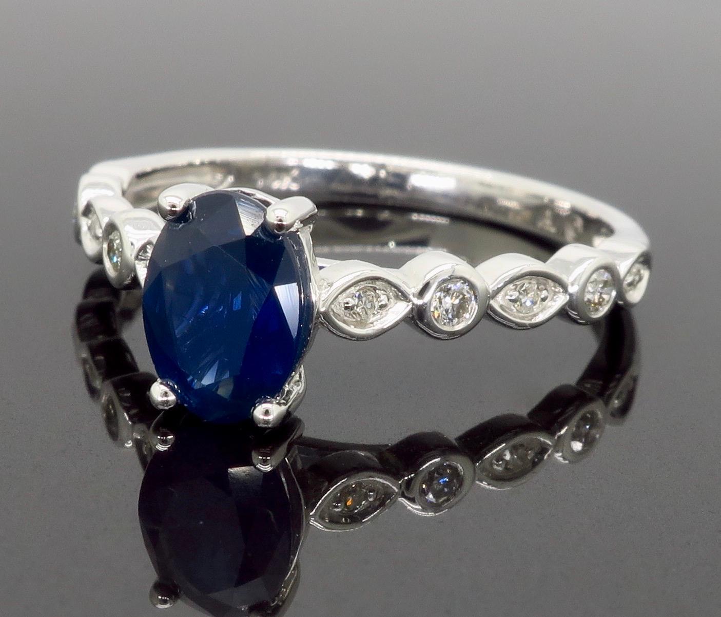 Oval Blue Sapphire and Diamond Ring 2