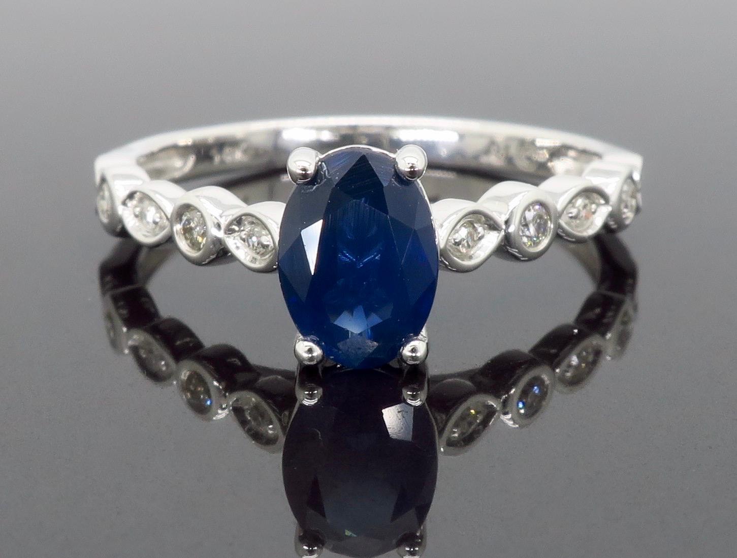 Oval Blue Sapphire and Diamond Ring 3