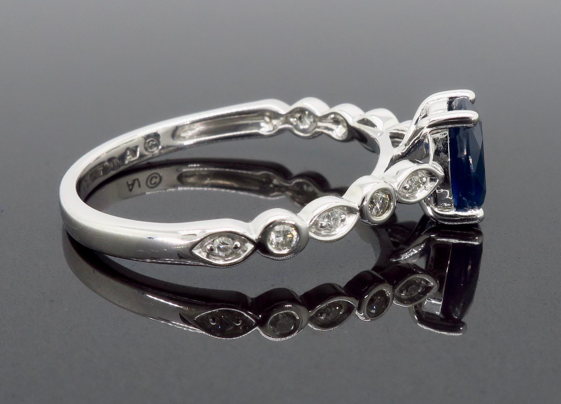 Oval Blue Sapphire and Diamond Ring 4