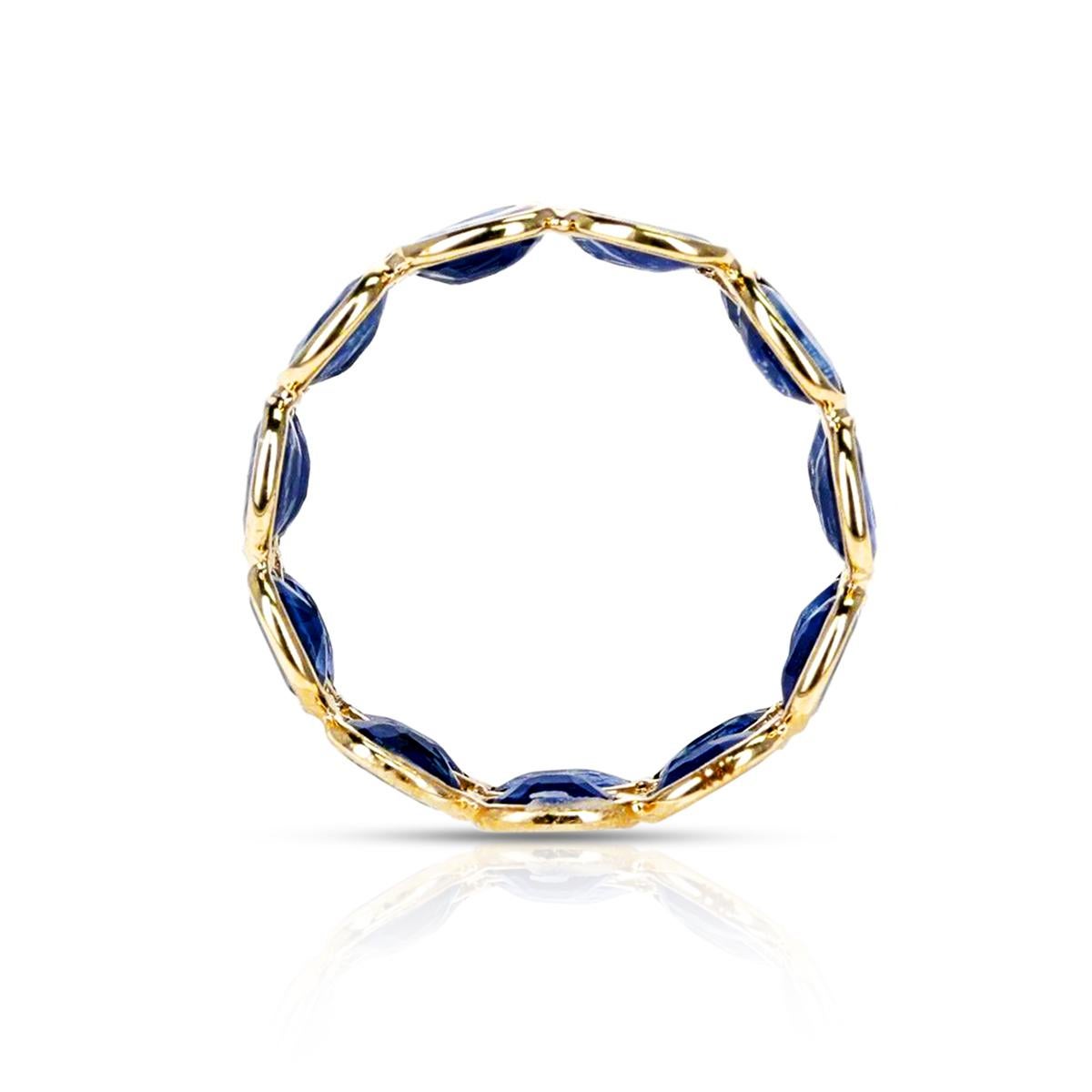 Oval Cut Oval Blue Sapphire Double Layer Band, Yellow Gold