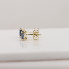 Oval Blue Sapphire Earring Studs 6 x 4 Natural Sapphire 14 Karat Yellow gold