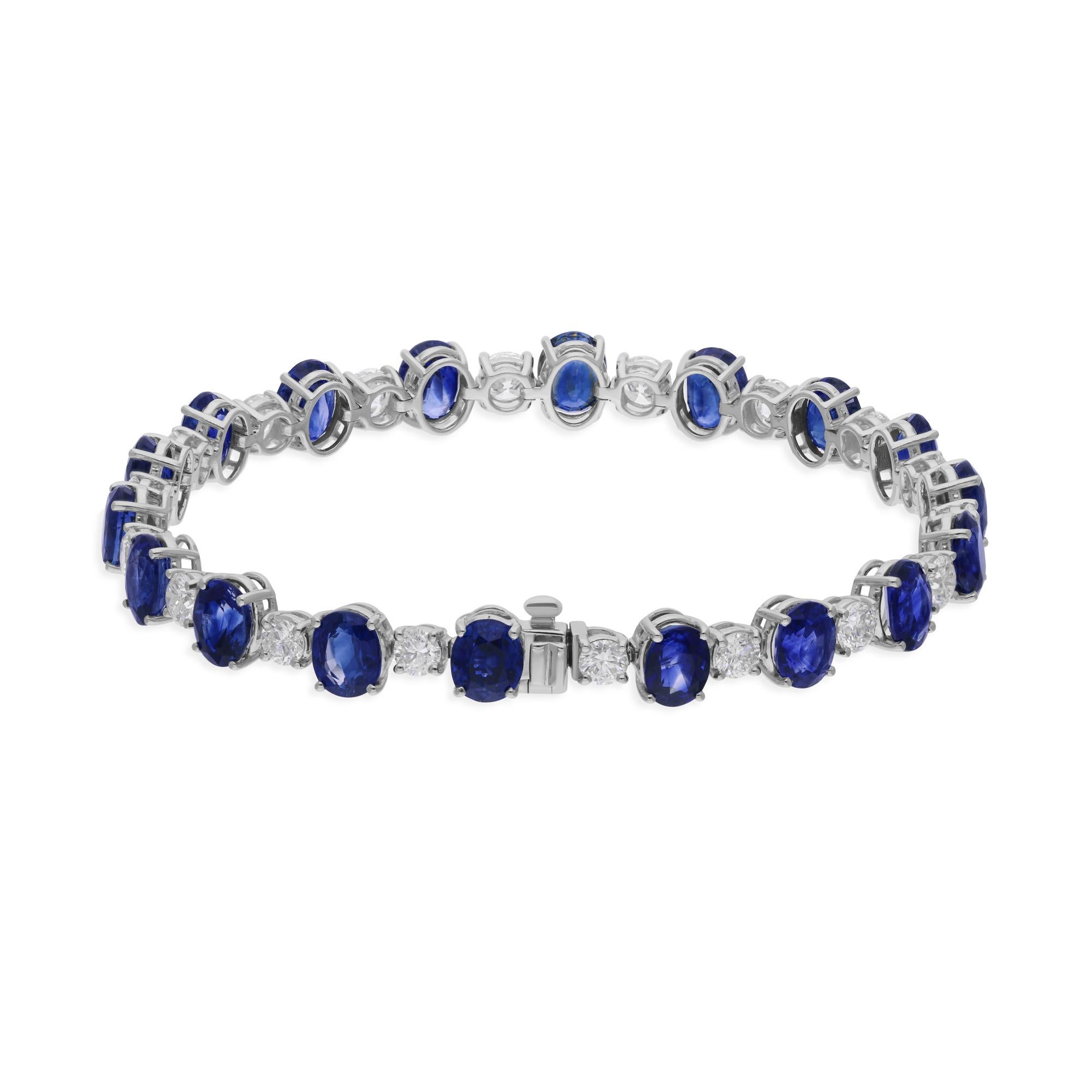 Cast from 18-karat gold, these exquisite bracelet is handset with 17.93 carats blue sapphire and 4.05 carats of sparkling diamonds.

FOLLOW SPECTRUM JEWELS storefront to view the latest collection & exclusive pieces. Spectrum Jewels is proudly rated