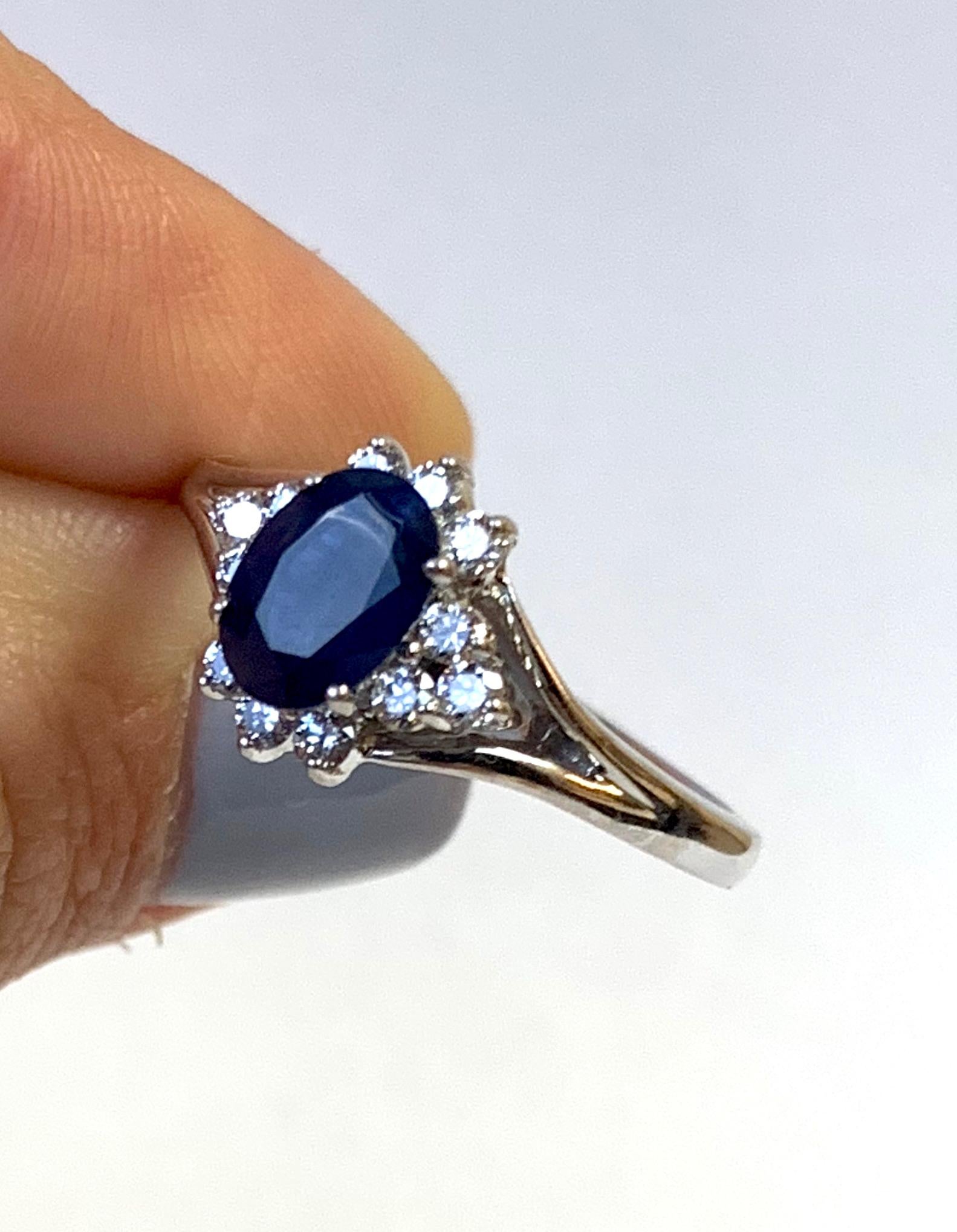 Women's Oval Blue Sapphire Halo Engagement Ring