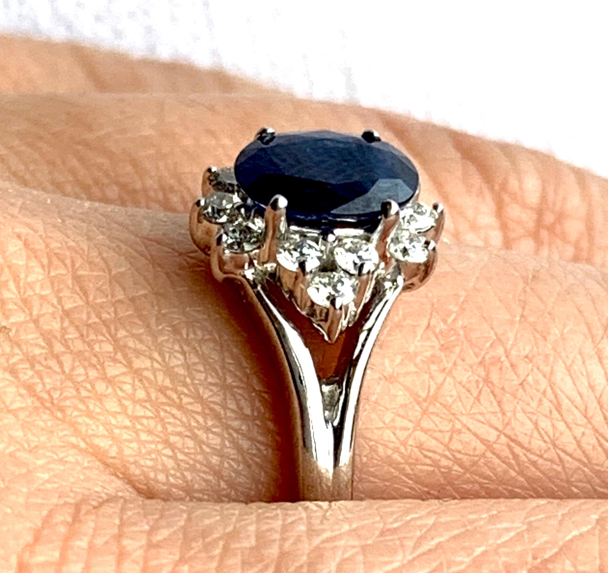Oval Blue Sapphire Halo Engagement Ring 2