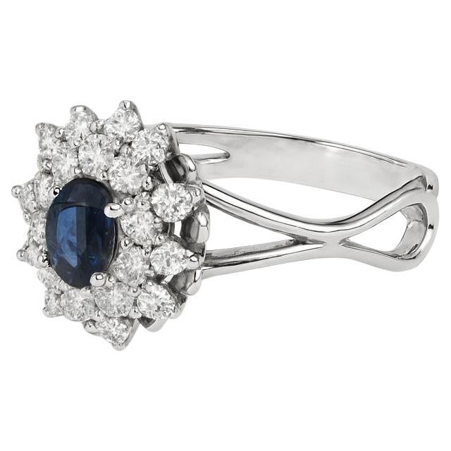 Bague ovale en saphir bleu