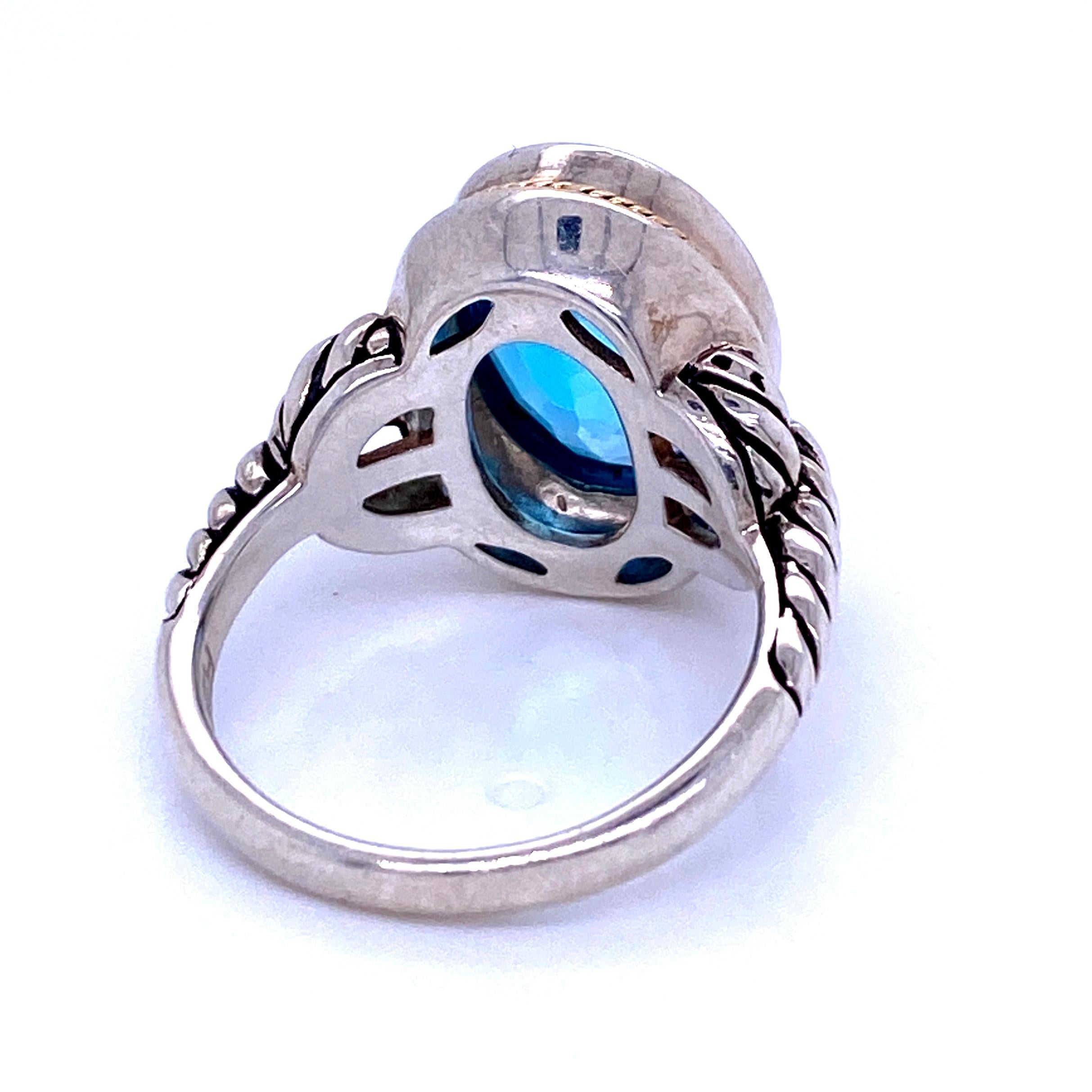 Contemporary Oval Blue Topaz Ring