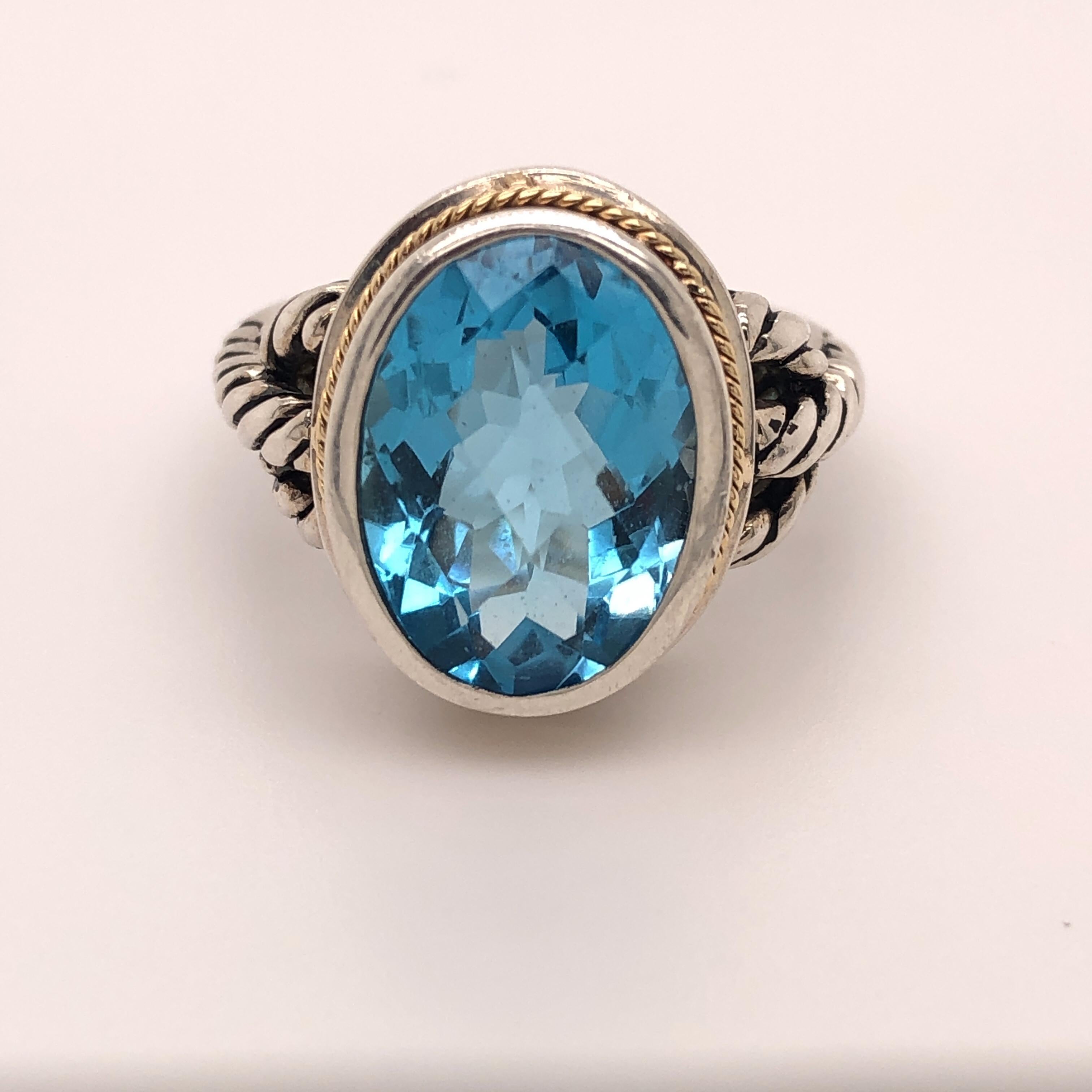 Oval Blue Topaz Ring In Good Condition In Towson, MD