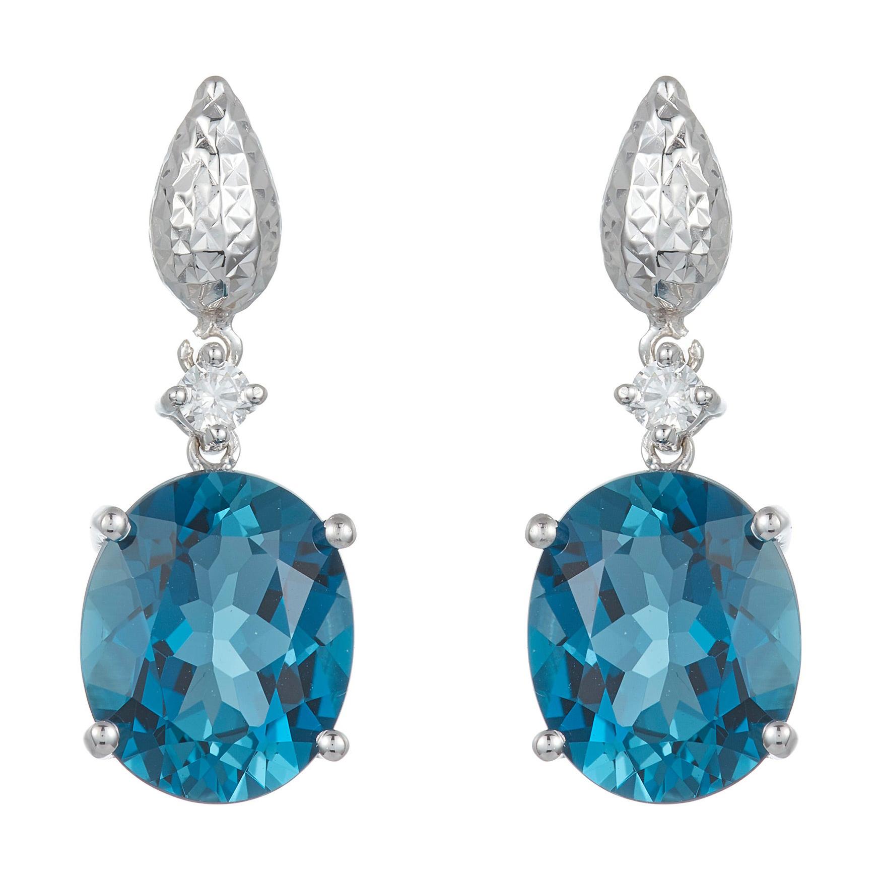 Contemporary Topaz and Diamond Tear Drop Shaped Dangle Earrings For