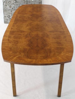 Oval Boat Shape Banded Burl Wood Dining Table with 2 Leaves Extensions