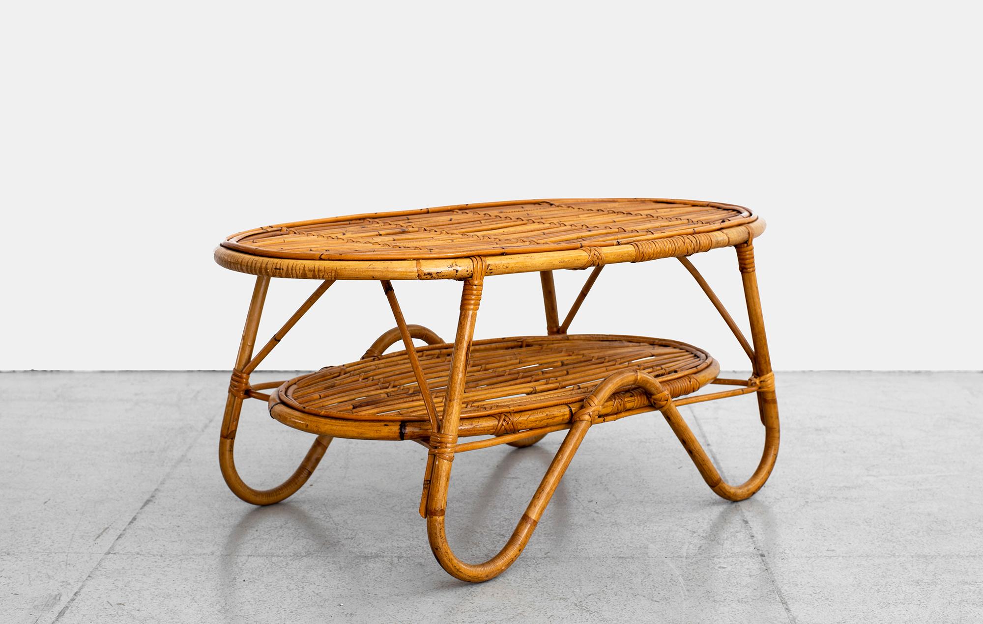 rattan oval coffee table