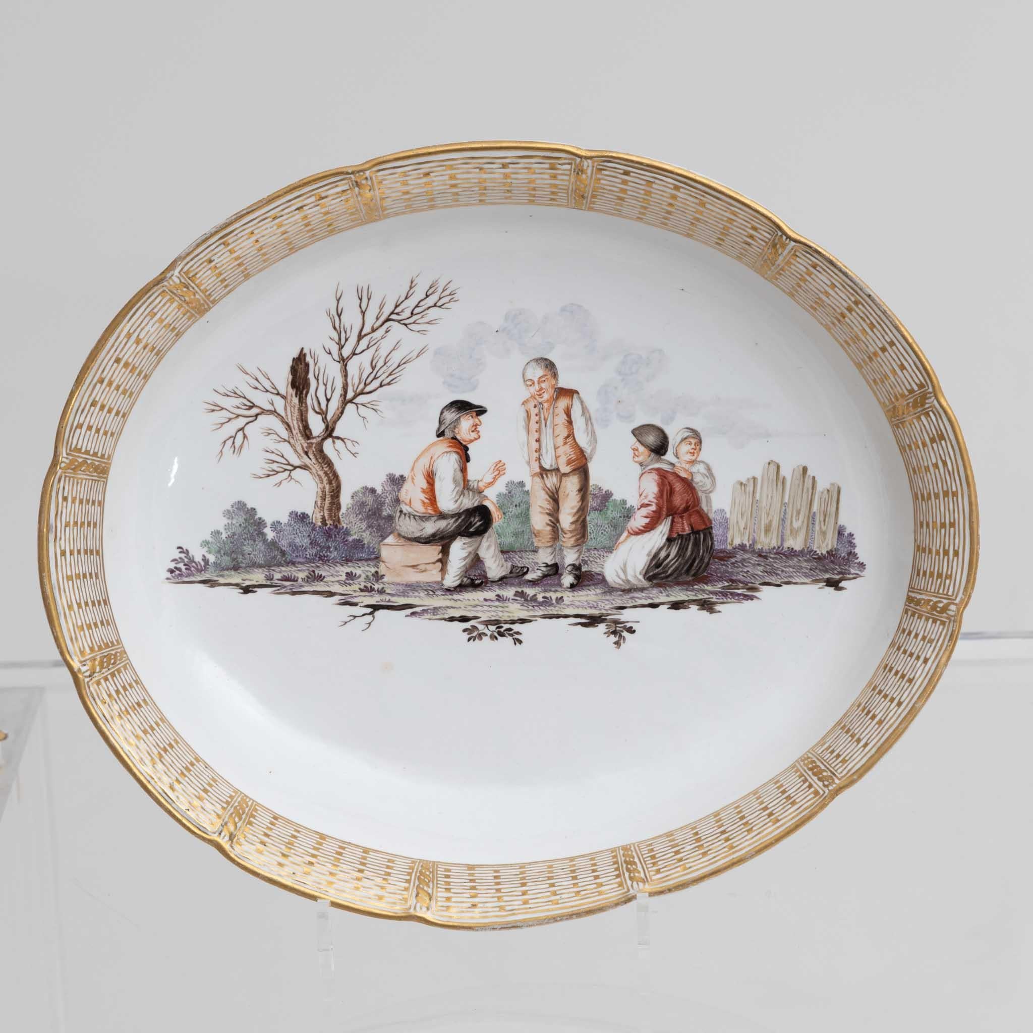 Oval Bowl with Peasant Scene, Nymphenburg, c. 1775 For Sale 6