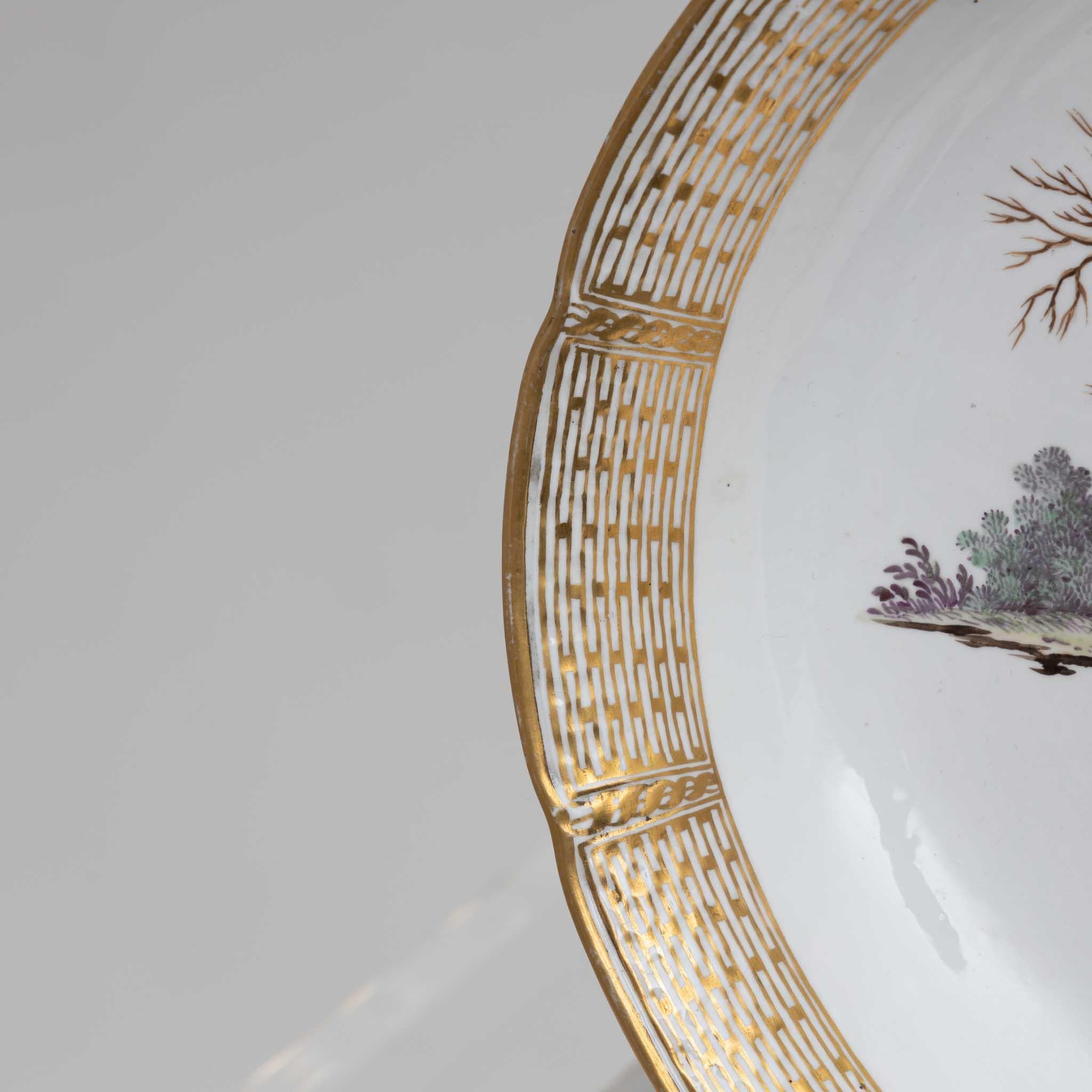 Porcelain Oval Bowl with Peasant Scene, Nymphenburg, c. 1775 For Sale