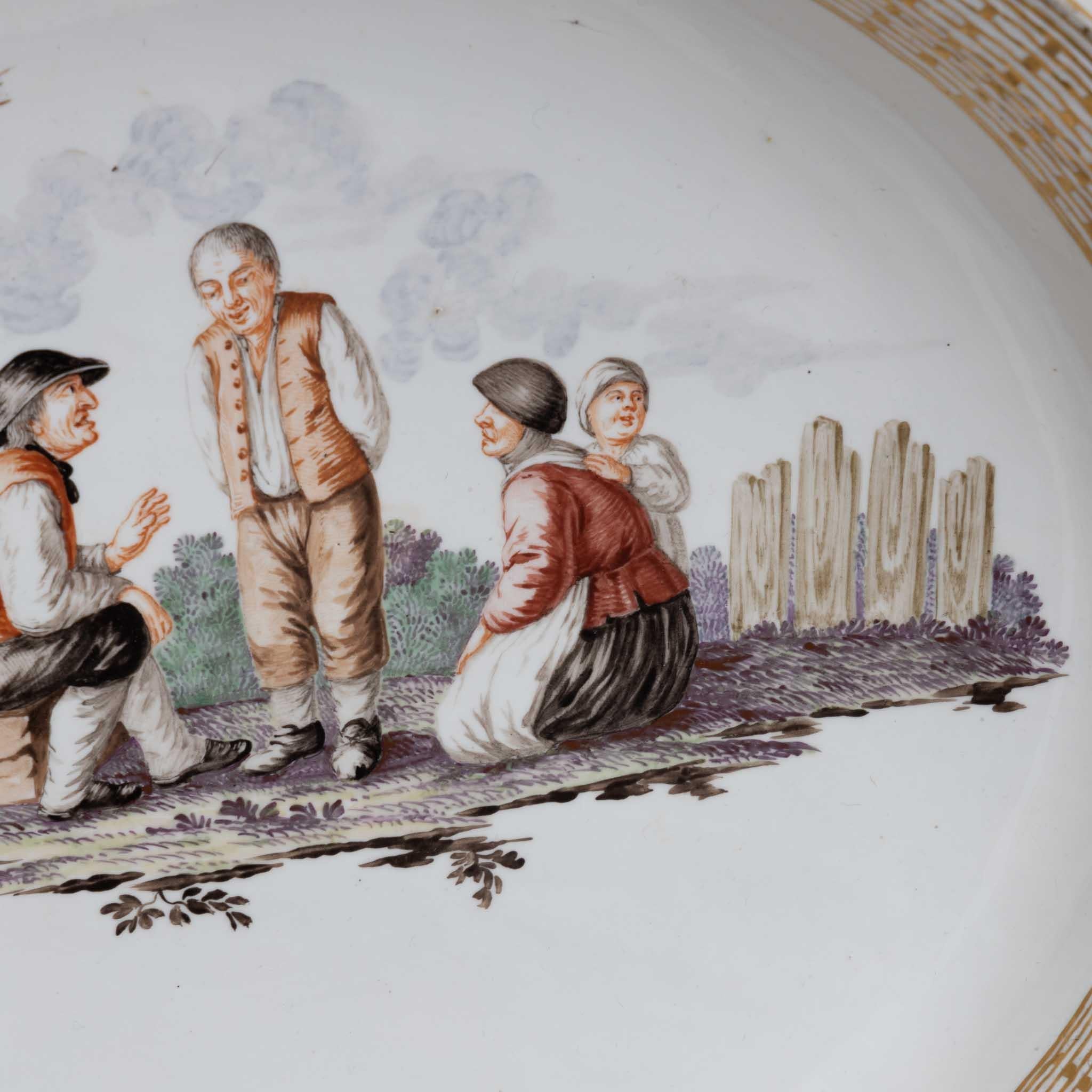 Oval Bowl with Peasant Scene, Nymphenburg, c. 1775 For Sale 2