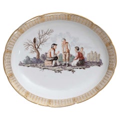 Antique Oval Bowl with Peasant Scene, Nymphenburg, c. 1775