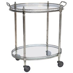 Oval Brass and Glass Bar Cart
