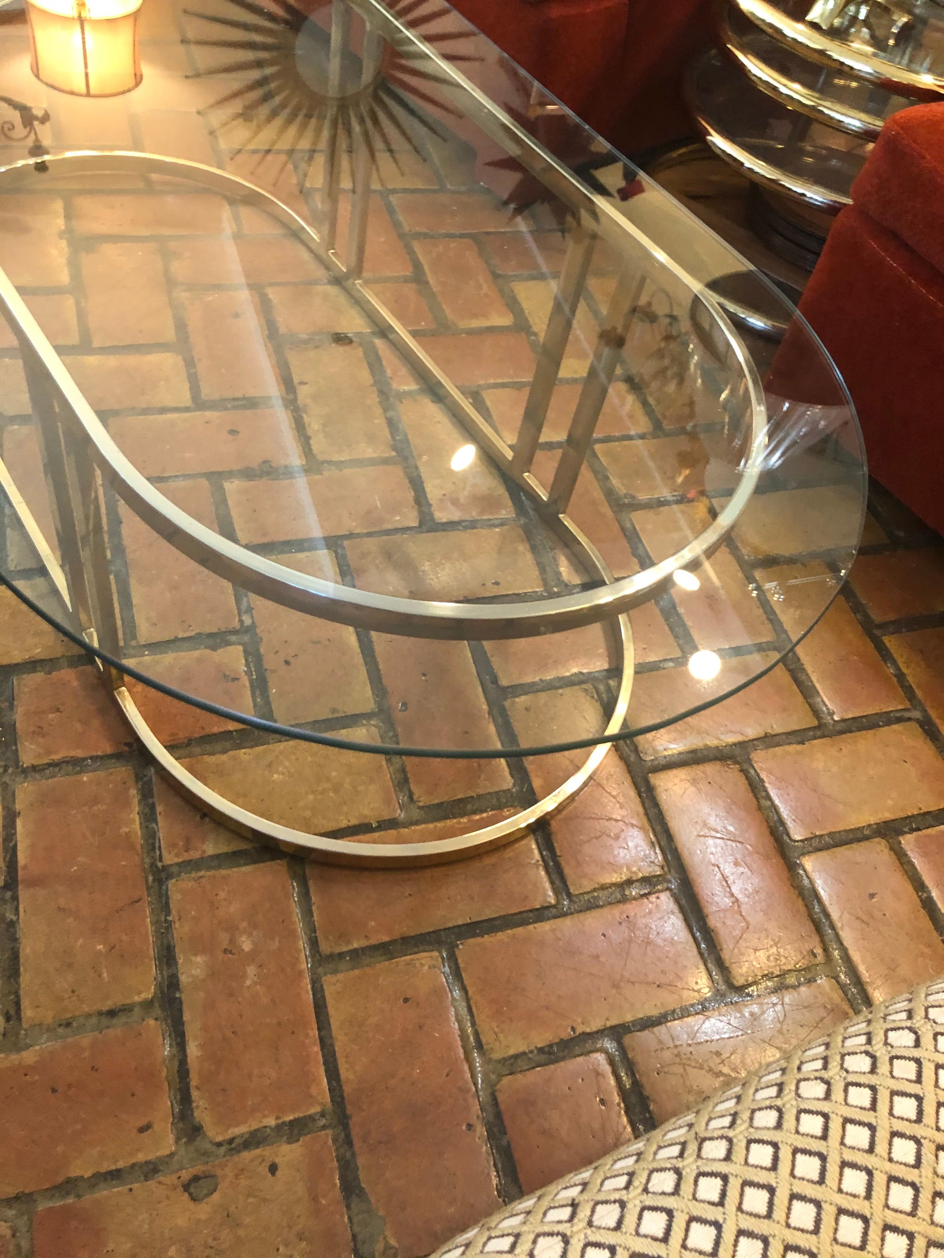 Oval Brass and Glass Coffee Table 5