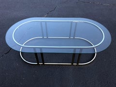 Oval Brass and Glass Coffee Table