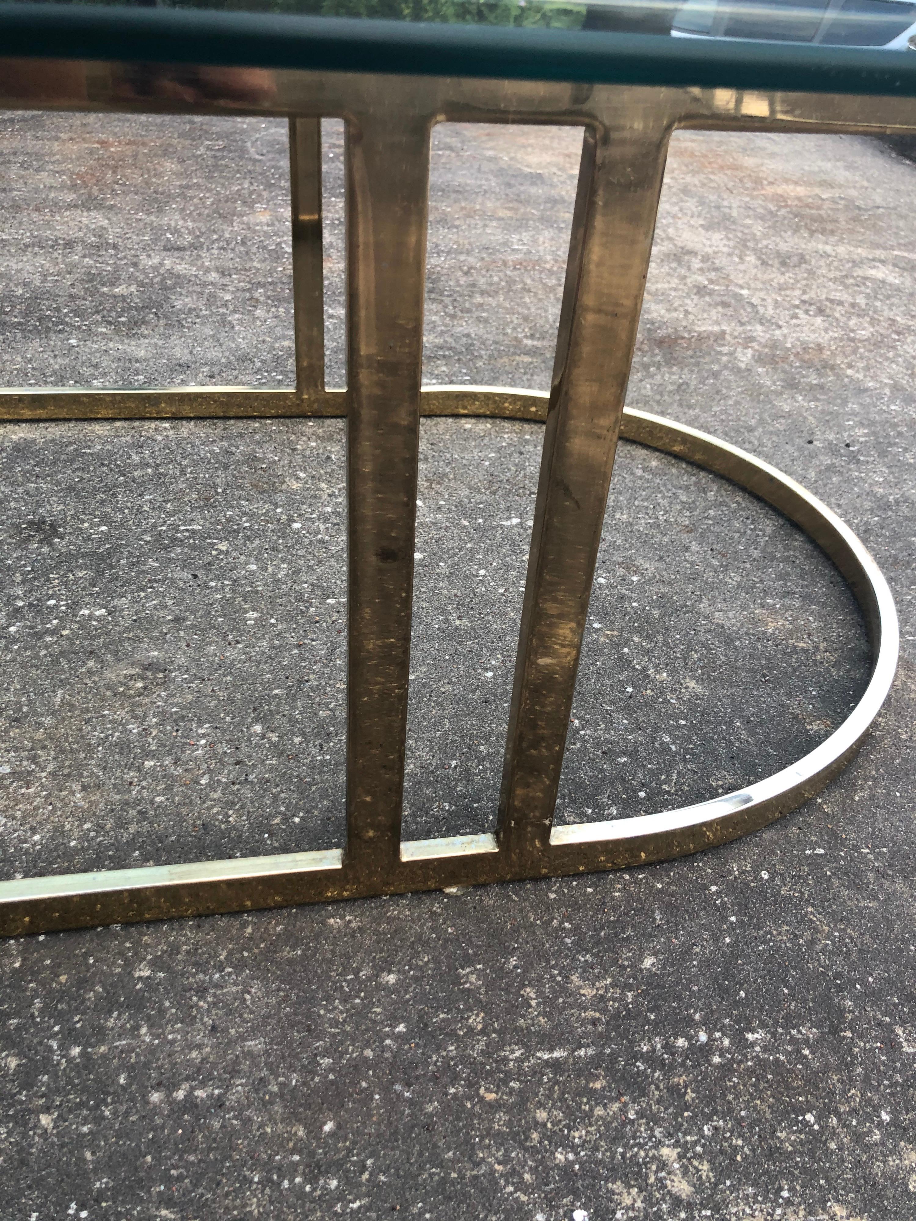 Oval Brass and Glass Coffee Table 11