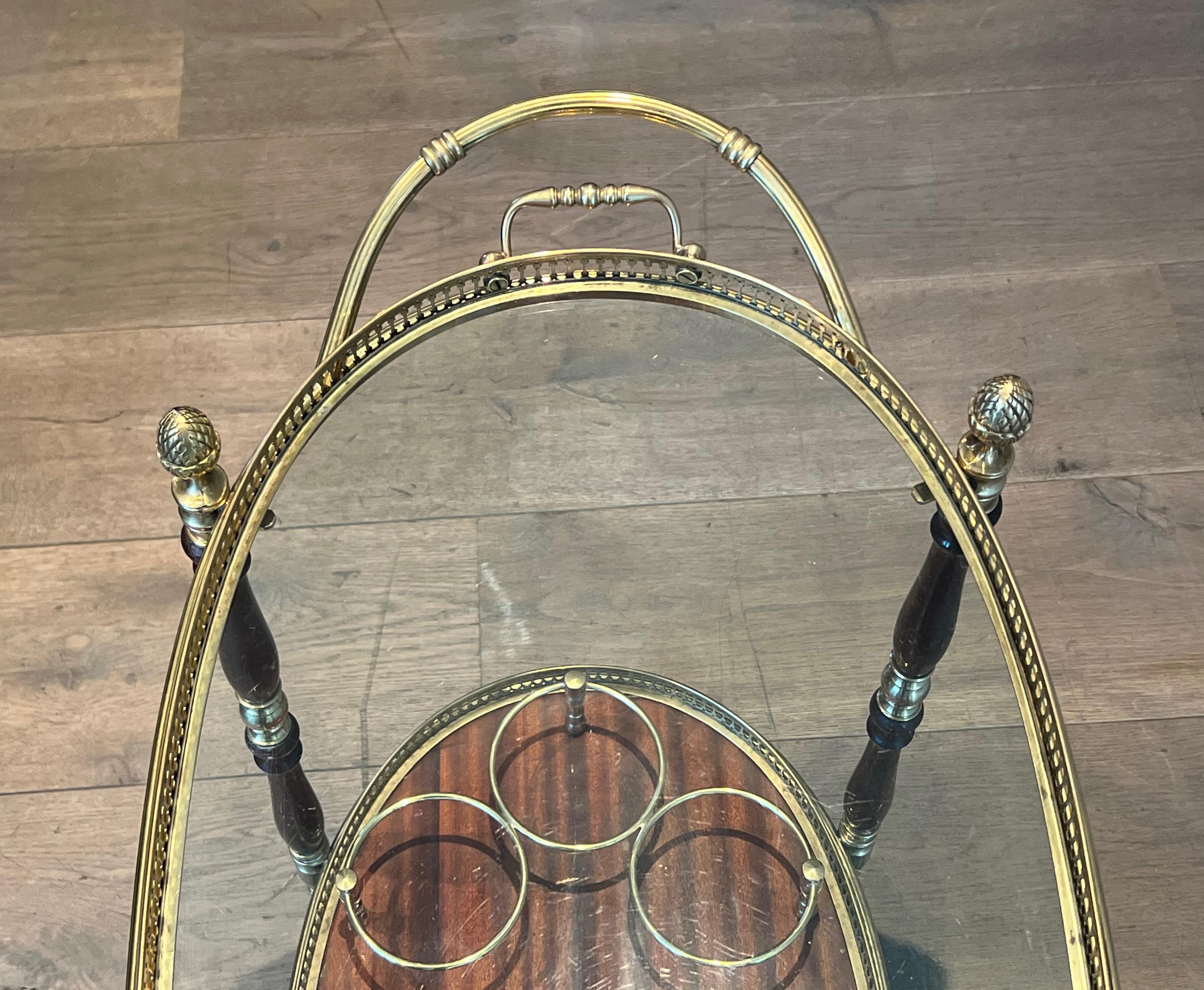 Oval Brass and Mahogany Drinks Trolley by Maison Bagués 8