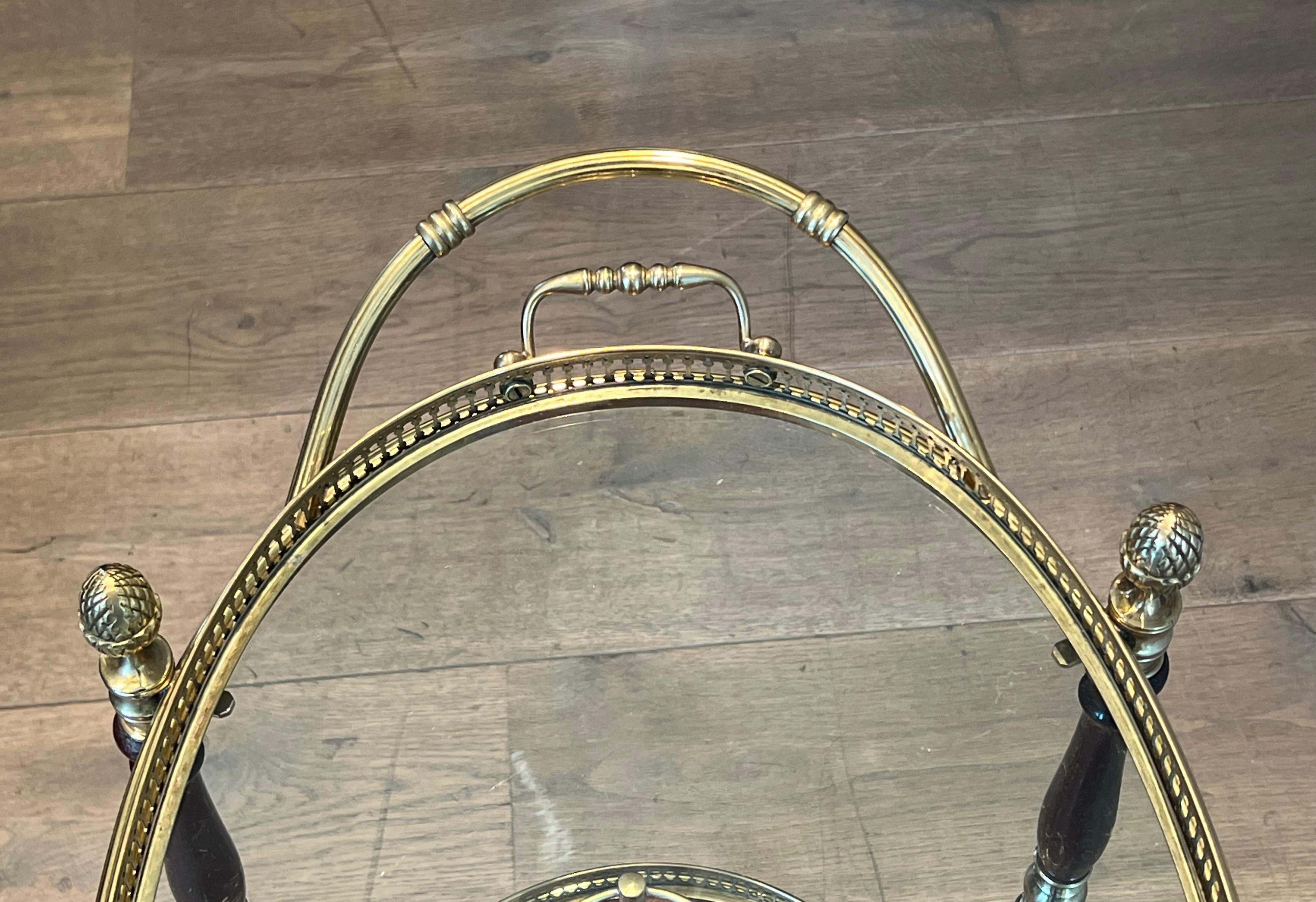 Oval Brass and Mahogany Drinks Trolley by Maison Bagués 9