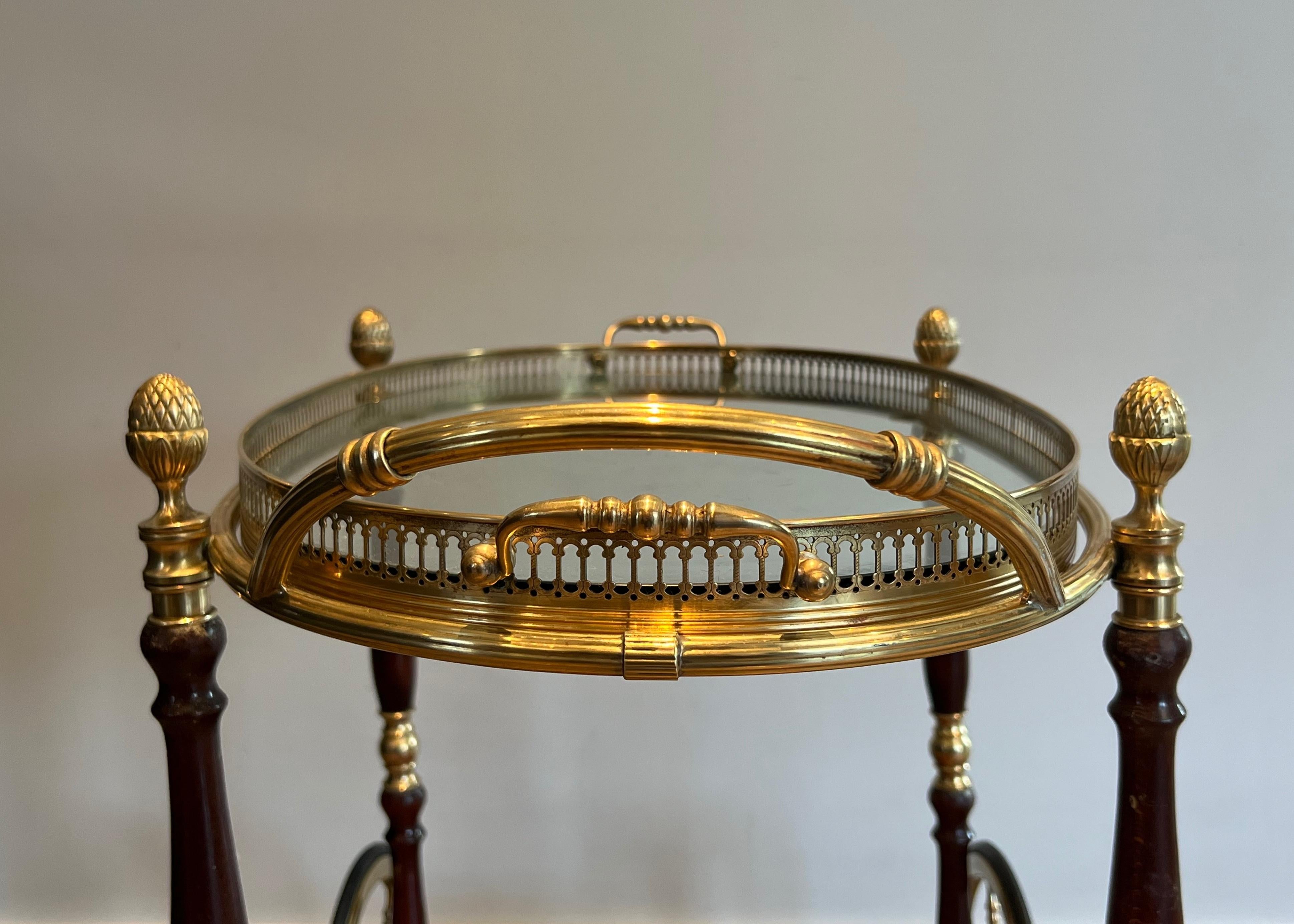 Oval Brass and Mahogany Drinks Trolley by Maison Bagués 10