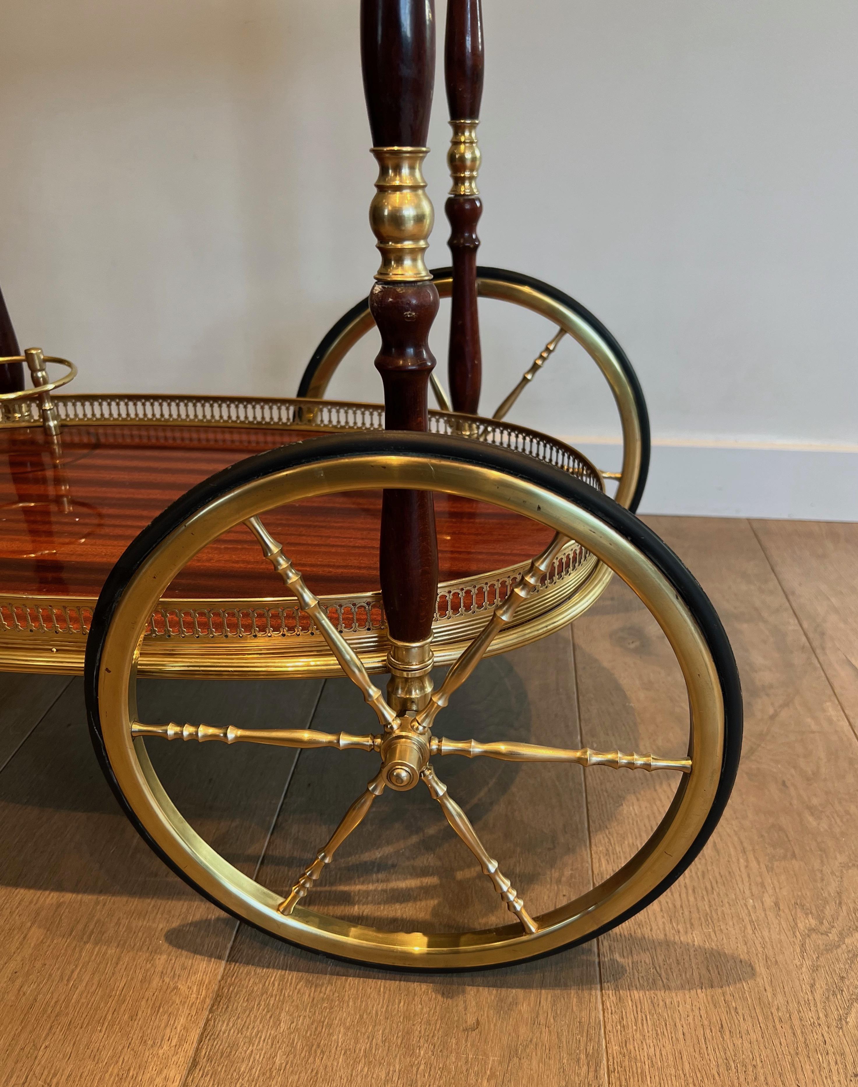 Oval Brass and Mahogany Drinks Trolley by Maison Bagués 12