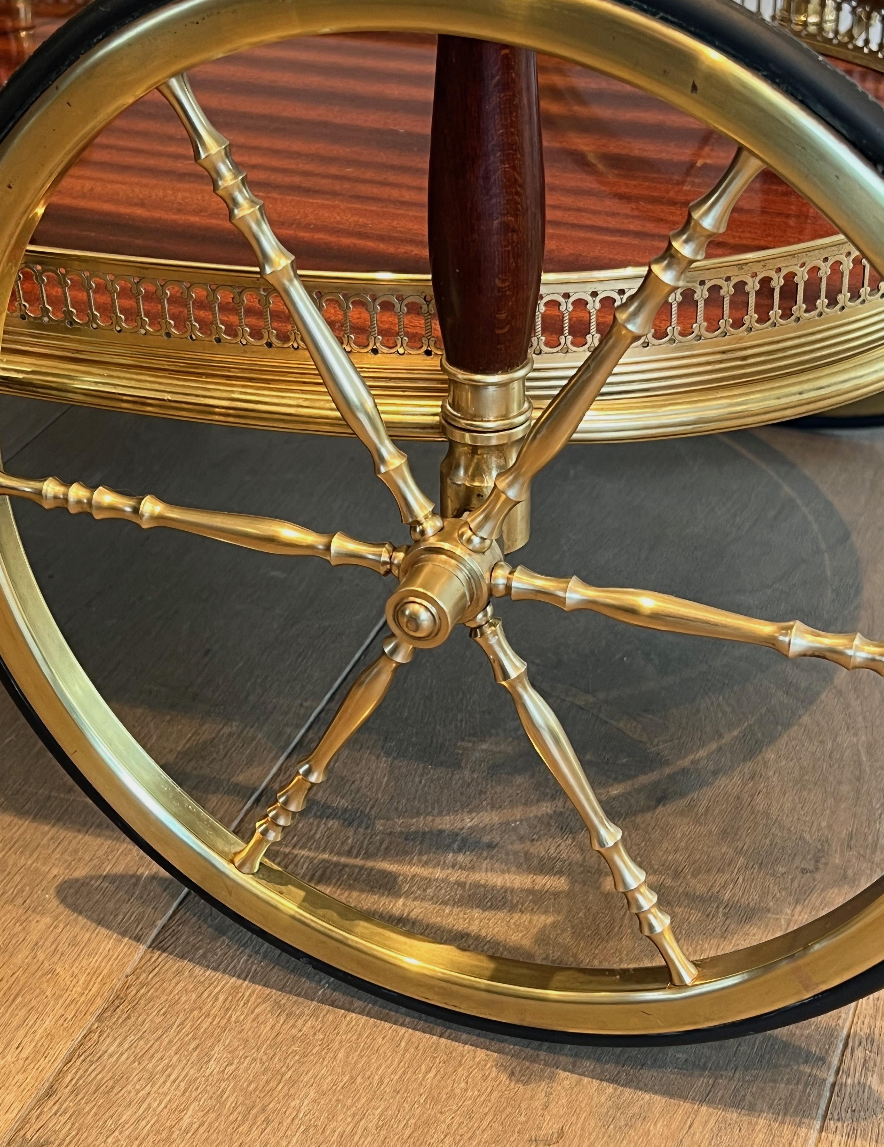 Oval Brass and Mahogany Drinks Trolley by Maison Bagués 13