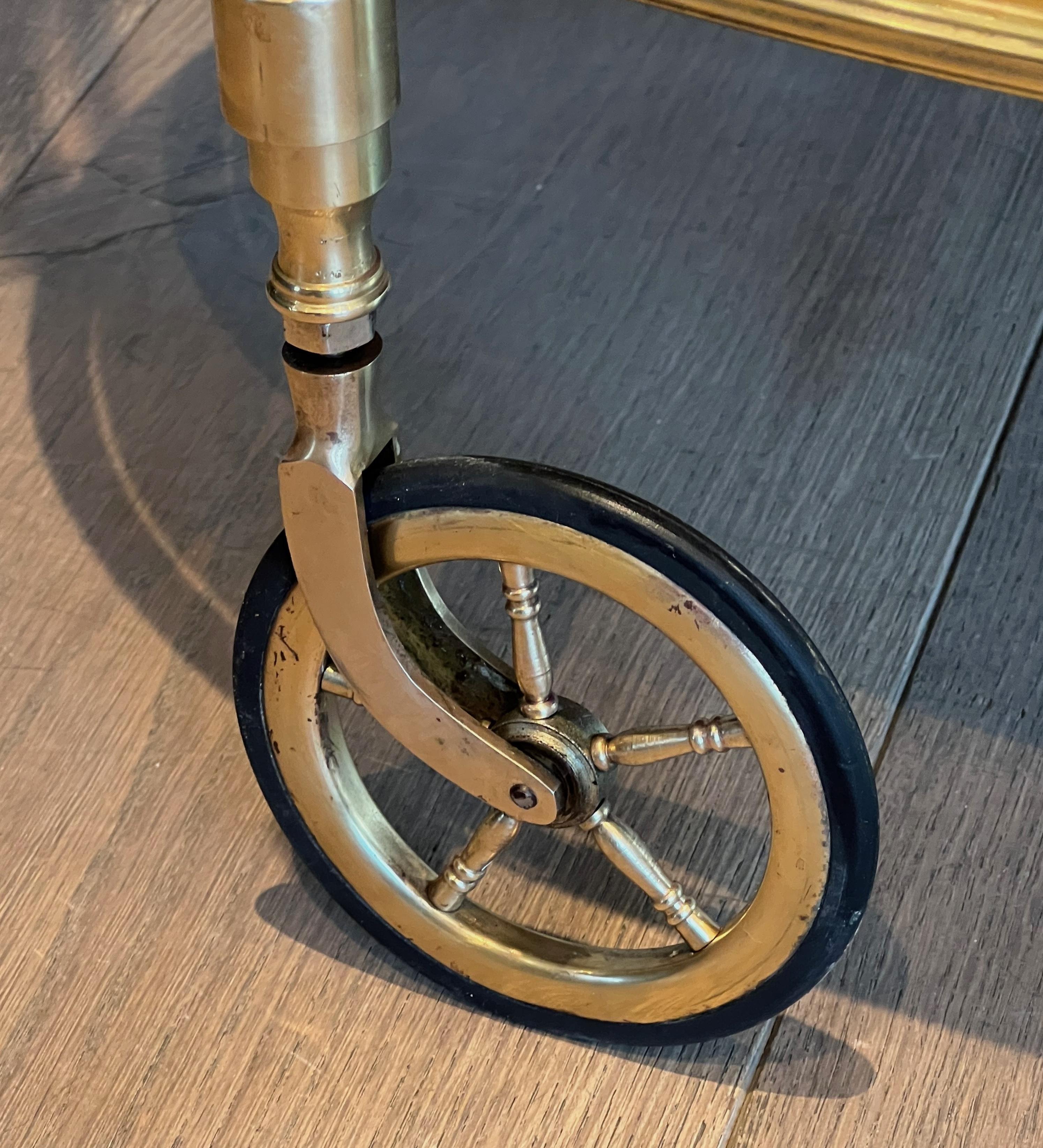 Oval Brass and Mahogany Drinks Trolley by Maison Bagués 1