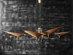 Araña oval de latón y pergamino de Diego Mardegan para Glustin Luminaires